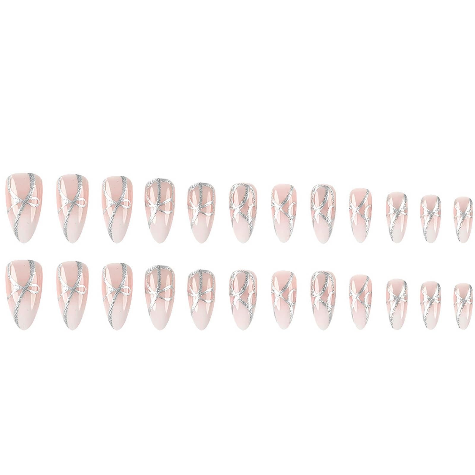 Press on Nails Short,Almond Fake Nails,White Gradient Full Cover Glue on Nail…