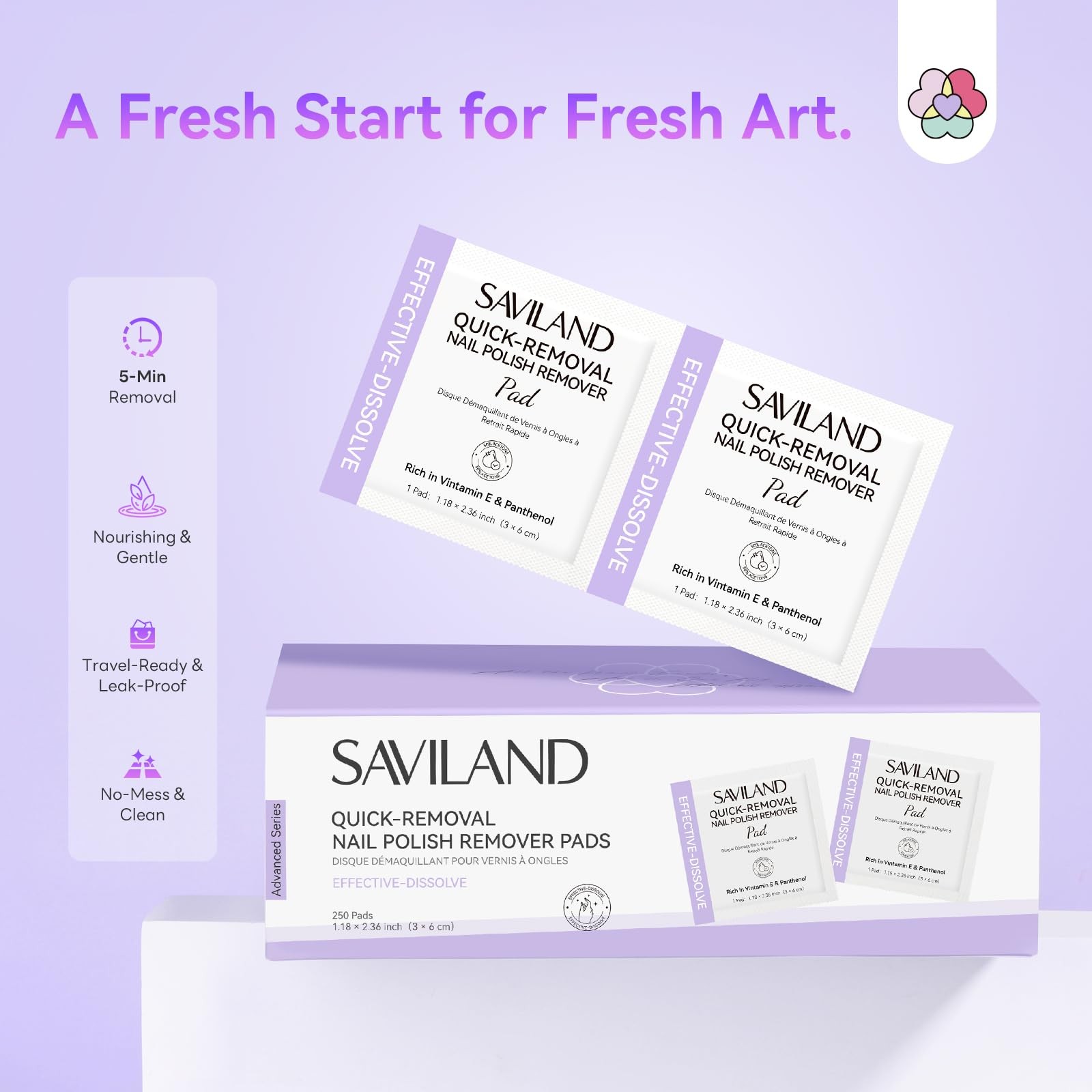 SAVILAND Advanced Gel Nail Polish Remover Pads: 1 Count (Pack of 1), Purple