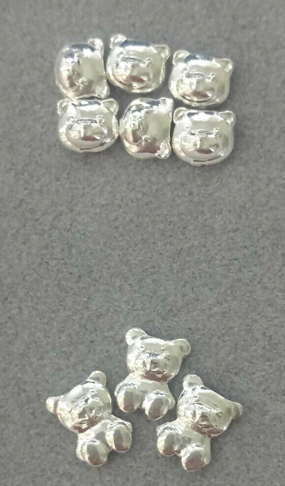 20pcs New 3D Nail Art Gold/Silver/Grey Cute Bear Metal Alloy Studs Charms Decor