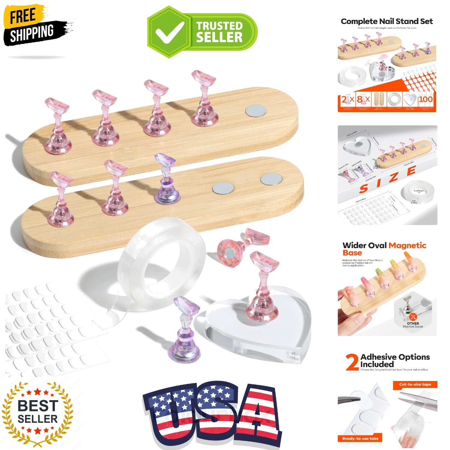 Nail Stand Set, Magnetic Press On Nails Holders Wider & Heart Display Base St…