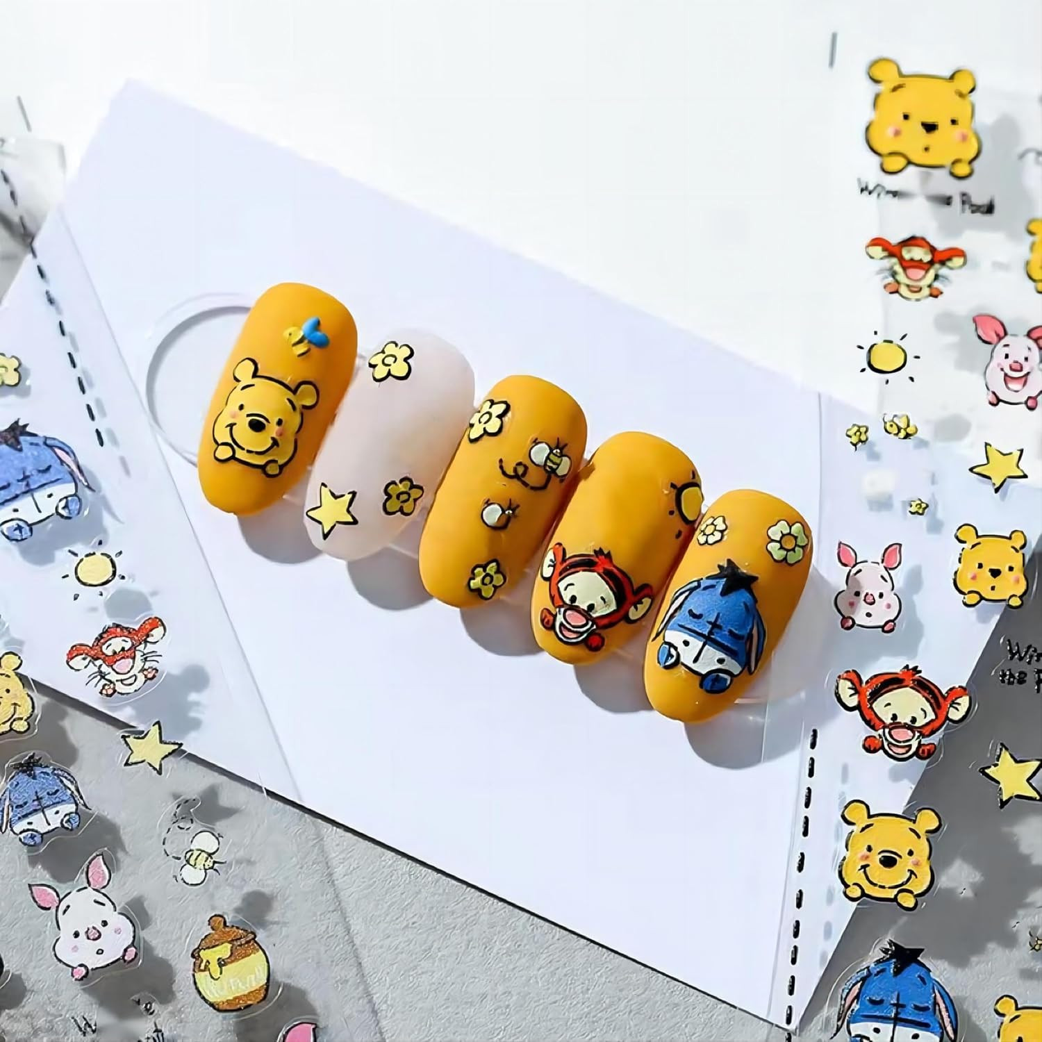 Cute Nail Stickers 5D Embossed Cartoon Bear Nail Stickers Kawaii Animal Self-Adh