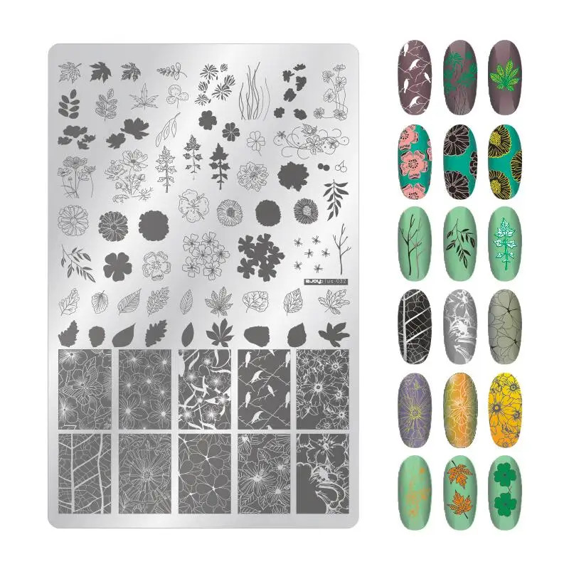 beautiful Nail Stamping Plates Autumn Winter Leaves Design Polish Stencil Nail