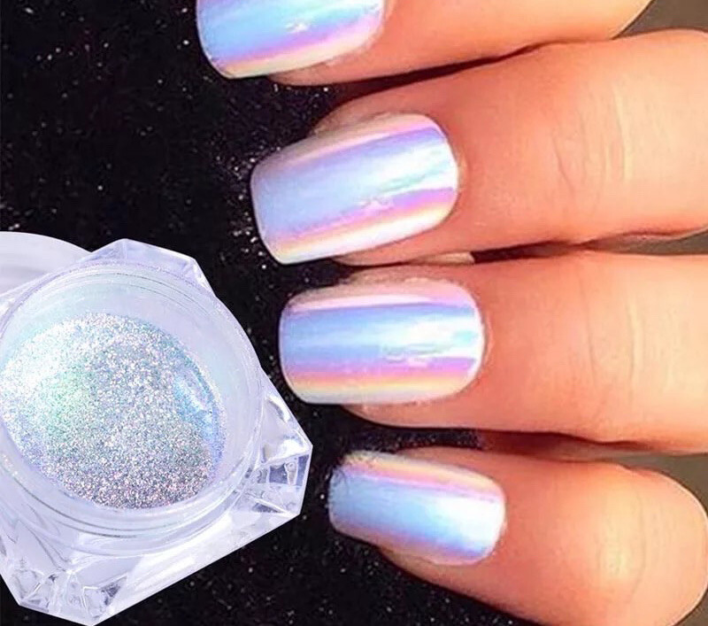 AURORA CHROME POWDER NAIL AB Unicorn MERMAID MIRROR Effect RAINBOW Opal (um)