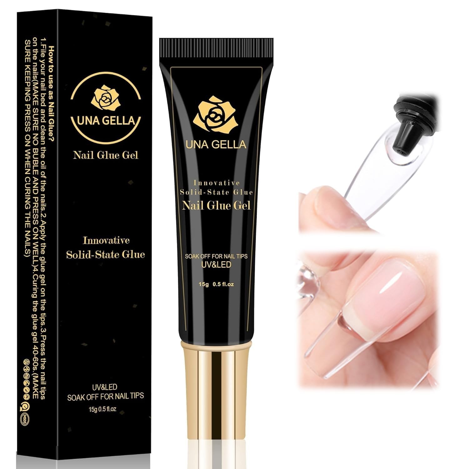 UV/LED Cure 15ml Solid Nail Glue Gel – Durable, Easy to Use, and Safe for Nails