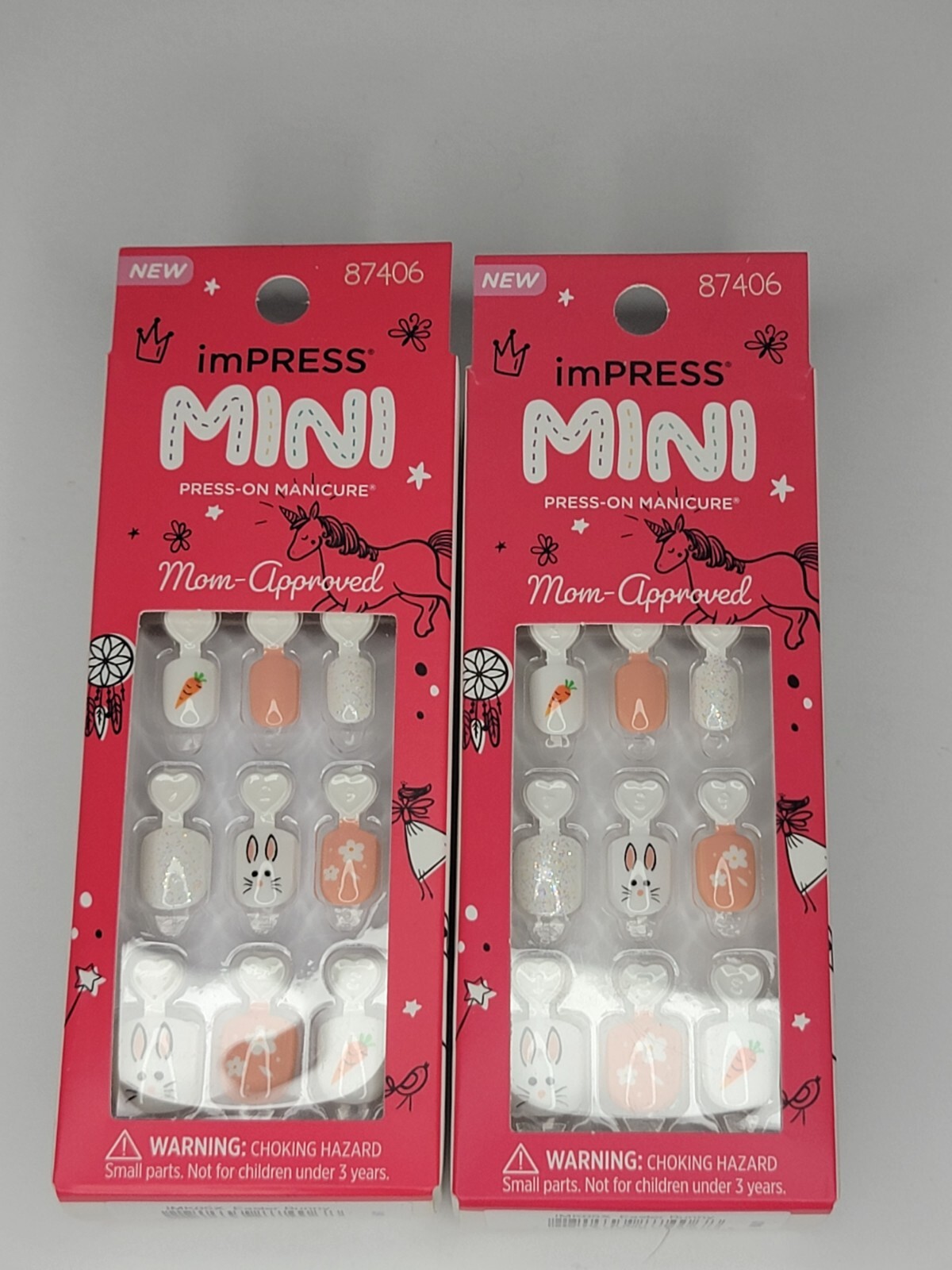 ImPRESS Mini Press On Manicure, 20 Count, Lot of 2, Easter Bunny 87406