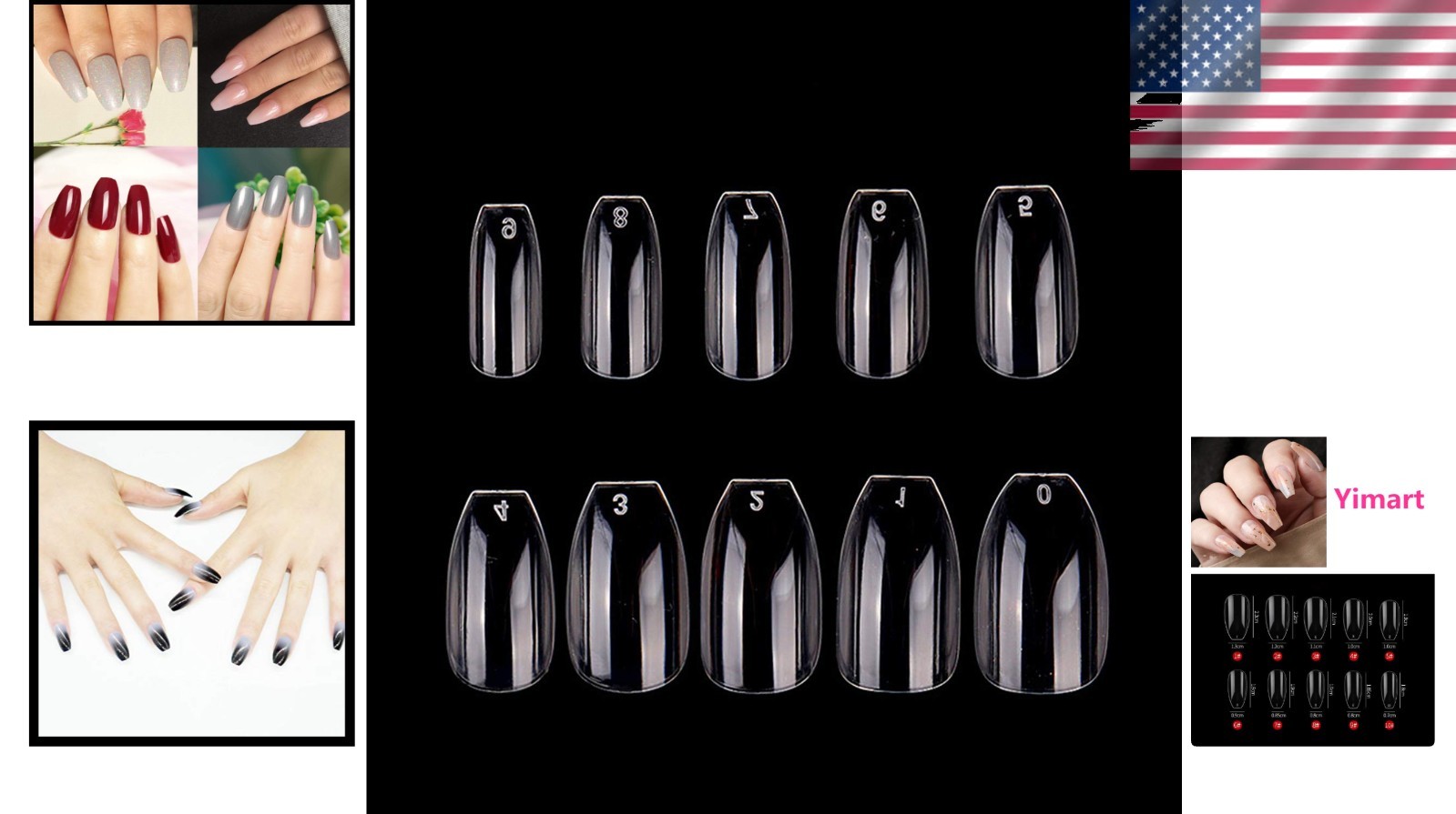 500 Count Clear Coffin Fake Nails – Acrylic Ballerina Style for Easy Styling