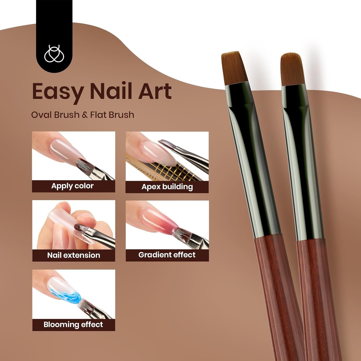 Nail Art Brushes, 6 Pcs Fingernail Art Design Pens, Nail Art Tools, Wood Alloy H