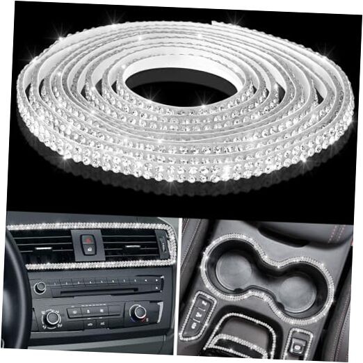 32.8Ft Bling Car Trim Self Adhesive Glitter Crystal Rhinestone 32.8 ft White