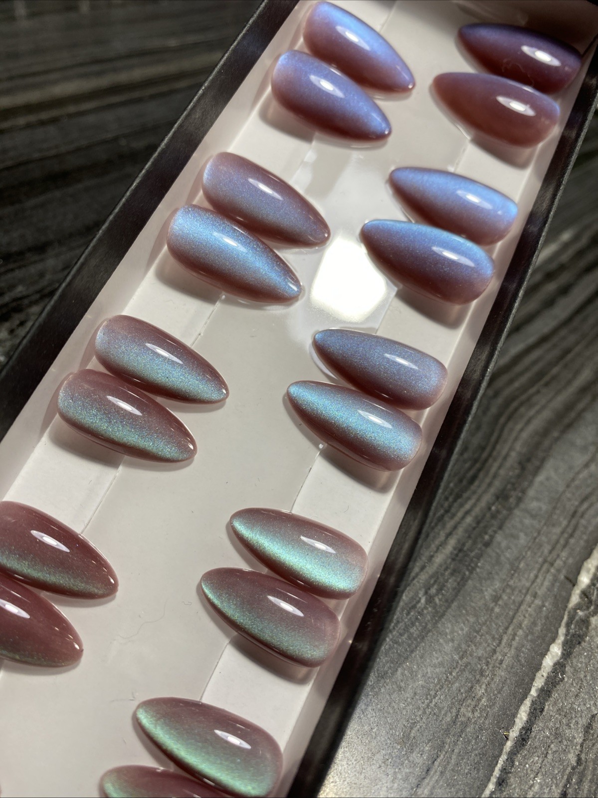 🎃 Press On Nails Handmade 26 Medium Almond Halloween Cateye Gel / Gel Polish