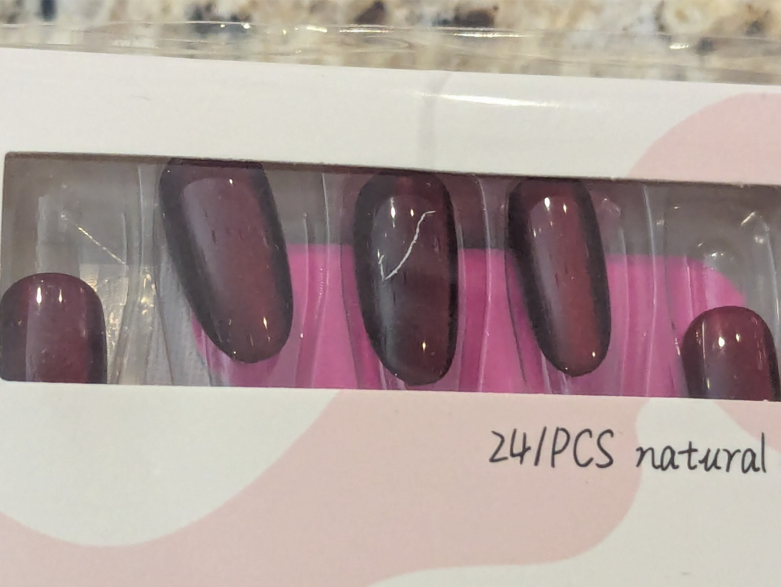 Kaixin Women’s Faux Nails Almond Cherry Red 24 pcs