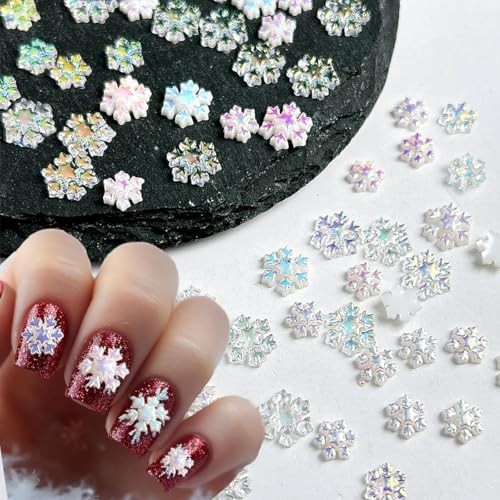 100Pcs Winter Nail Charms Christmas Snowflake Nail Gems Snowflake Nail Charms-3