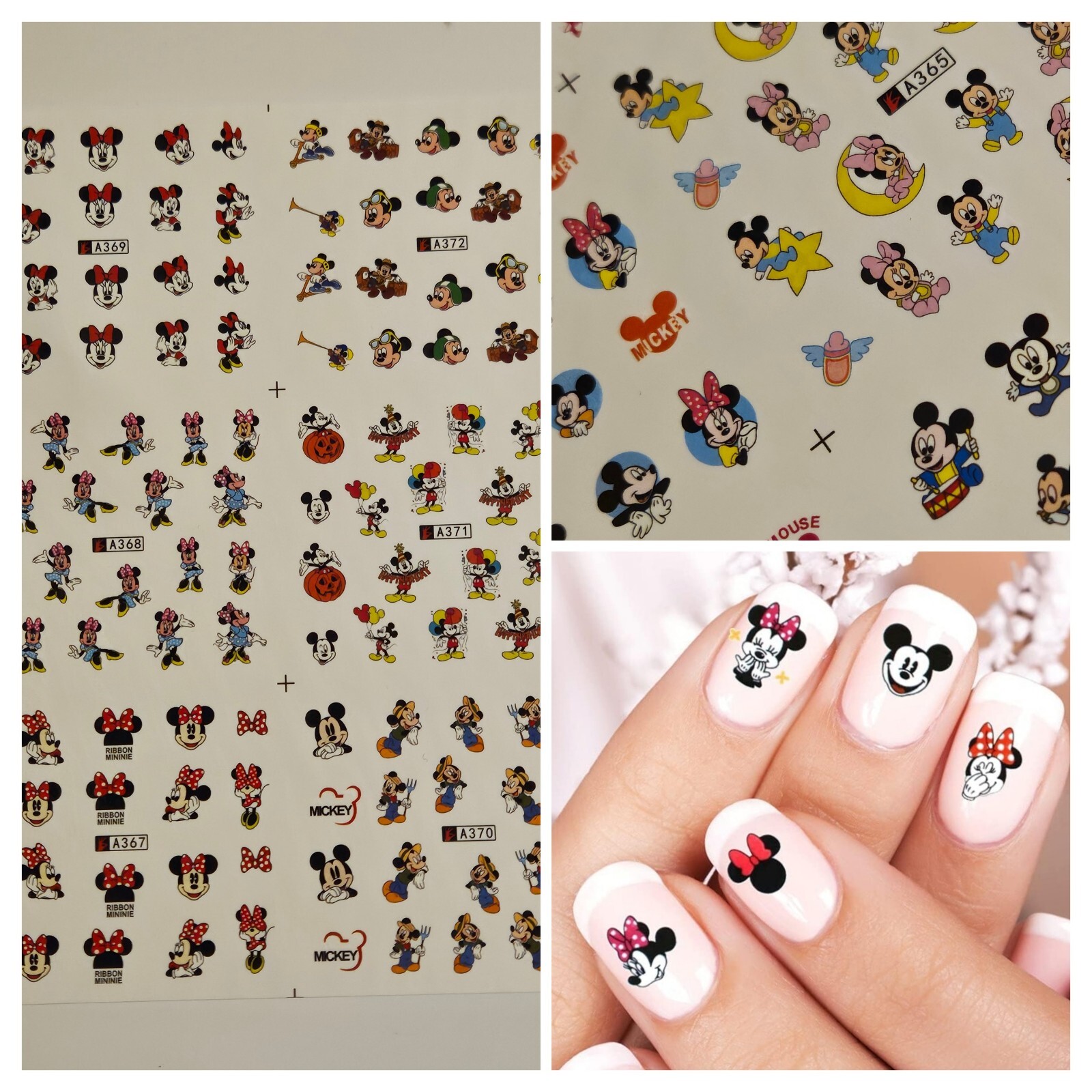 Mickey & Minnie Mouse Nail Art Stickers Water Transfer (2 Sheets) US SHIPPER