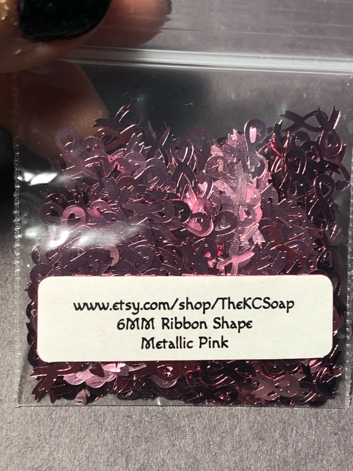 Solvent Resistant 6mm Ribbon Shape Glitter Breast Cancer Nail Face CraftsUSA