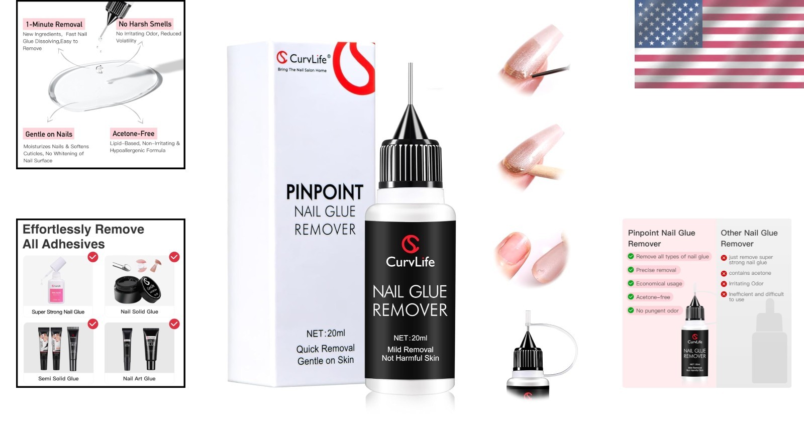 Multi-Functional 20ml Nail Glue Remover – Safe for Natural Nails and Press-Ons
