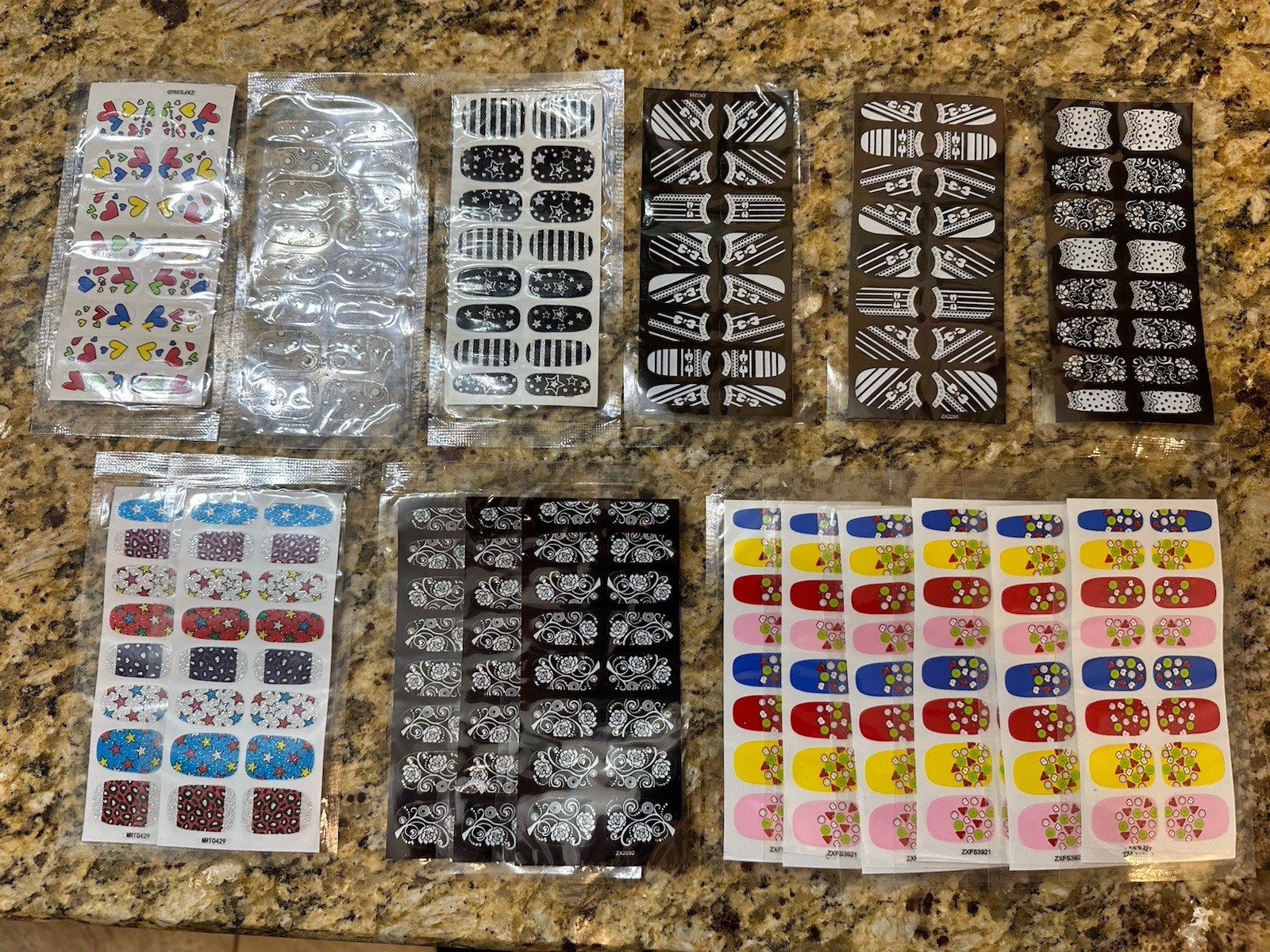 Set Of 17 Full Size Nail Art Stickers New Sealed