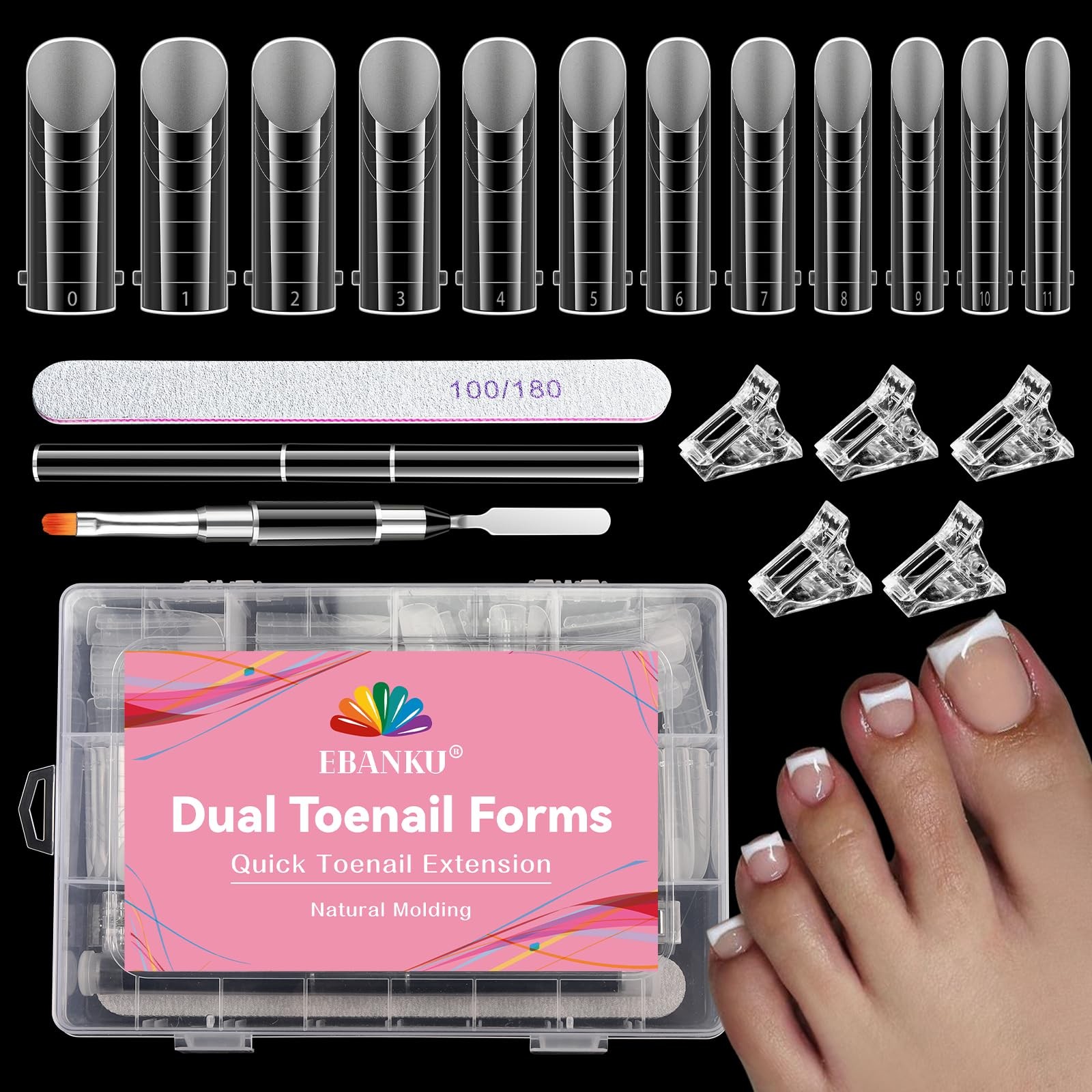 Poly Gel Toe Nail Form, Reusable Toenails Dual Forms for Builder Nail Extensi…