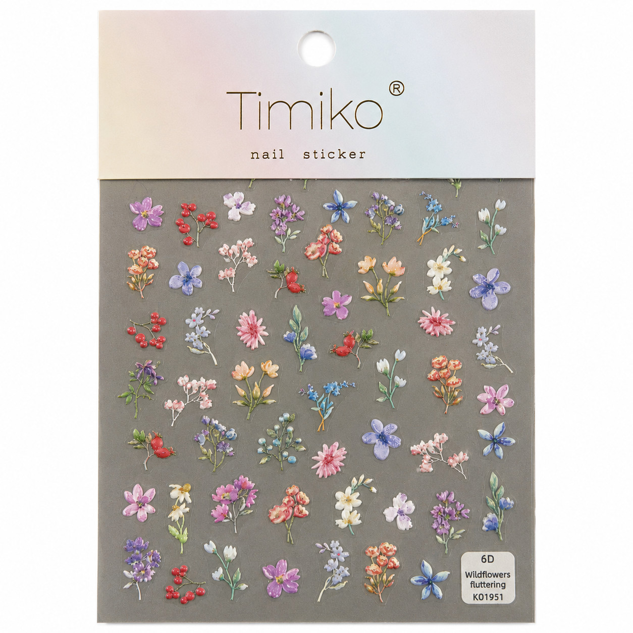 6D Nail Art Stickers Floral Wildflower Decals Spring Summer Embossed Flower