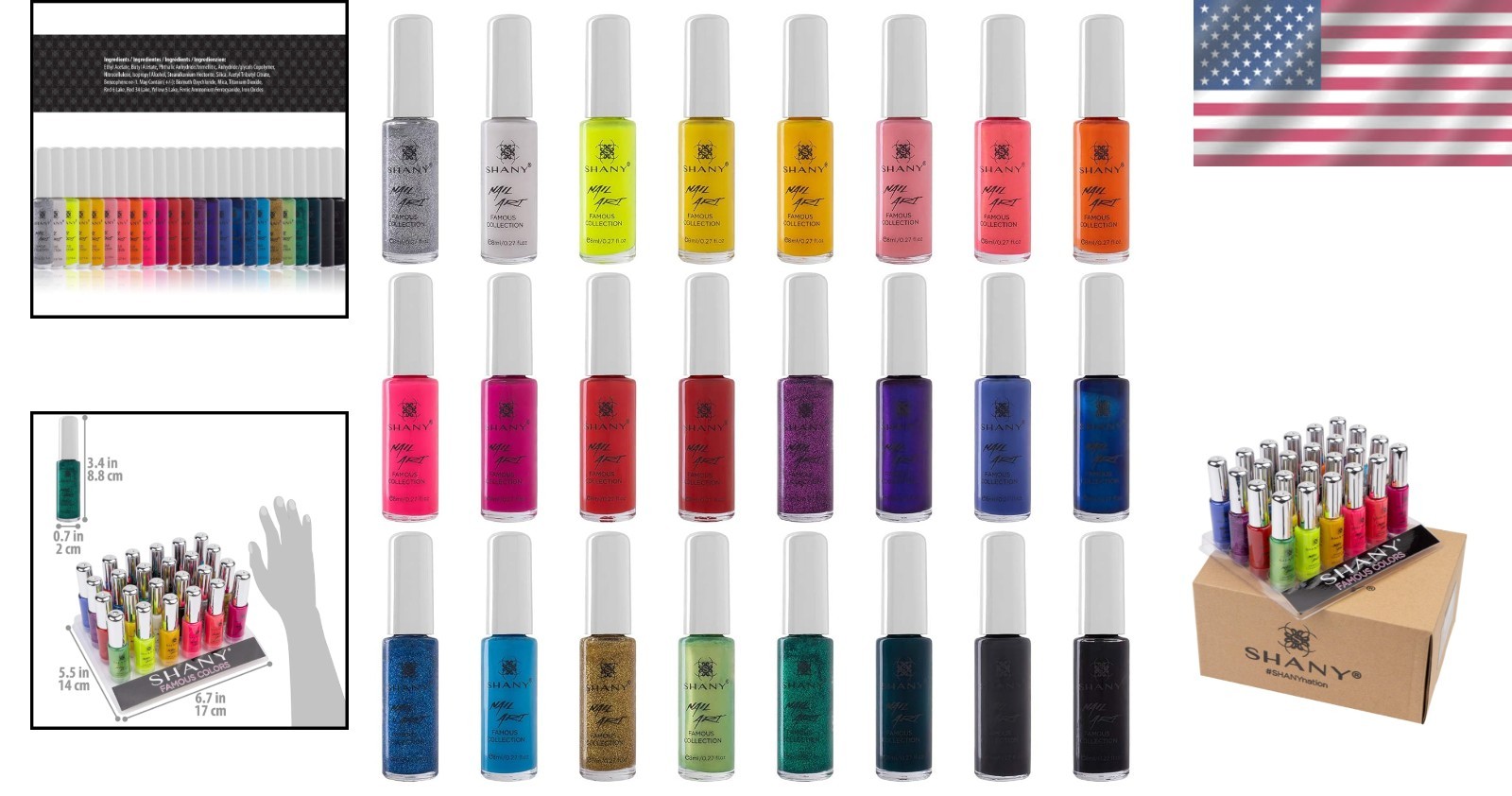 Creative Nail Art Kit: 24 Colors Including Glitter, Pearls & Neon Shades