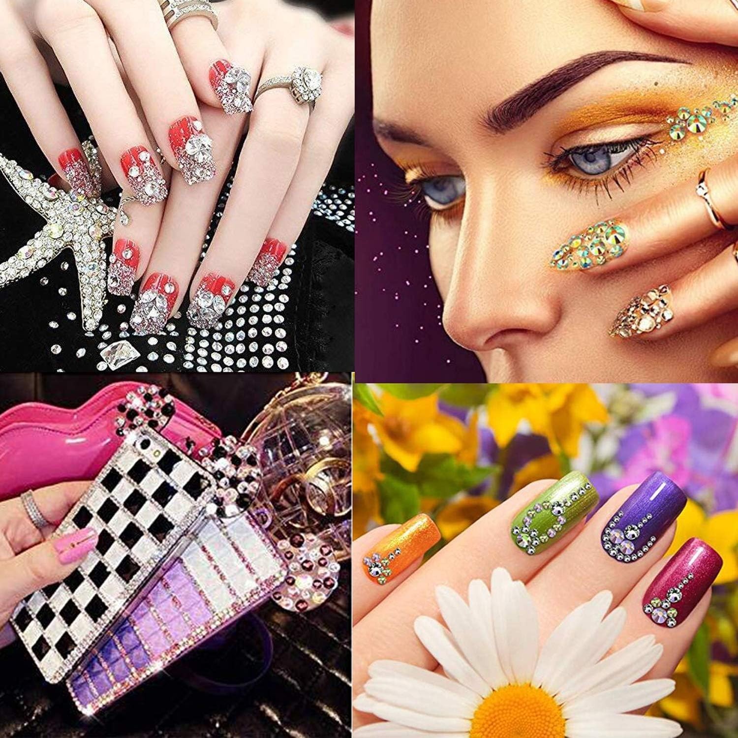 1000 Pieces Hot Fix Glass Flatback Rhinestones HotFix Round Crystal Gems (Hem…