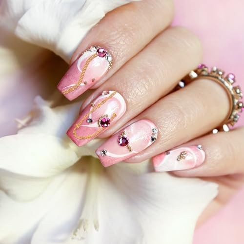 8 Strips Nail Art Chains Metal Chain Nail Charms Gold Nail Jewelry Chains 3D