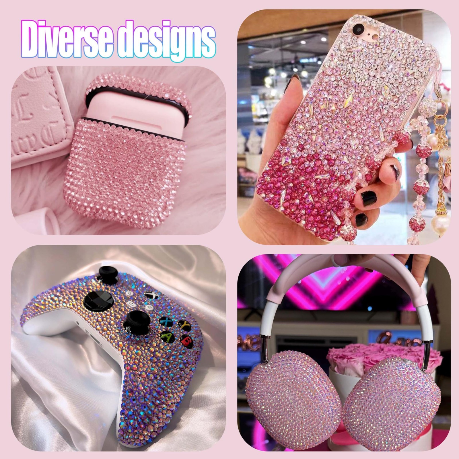 30000 Pcs 3mm Flatback Rhinestones in 48 Colors + B7000 Glue & Tweezers – Nail A