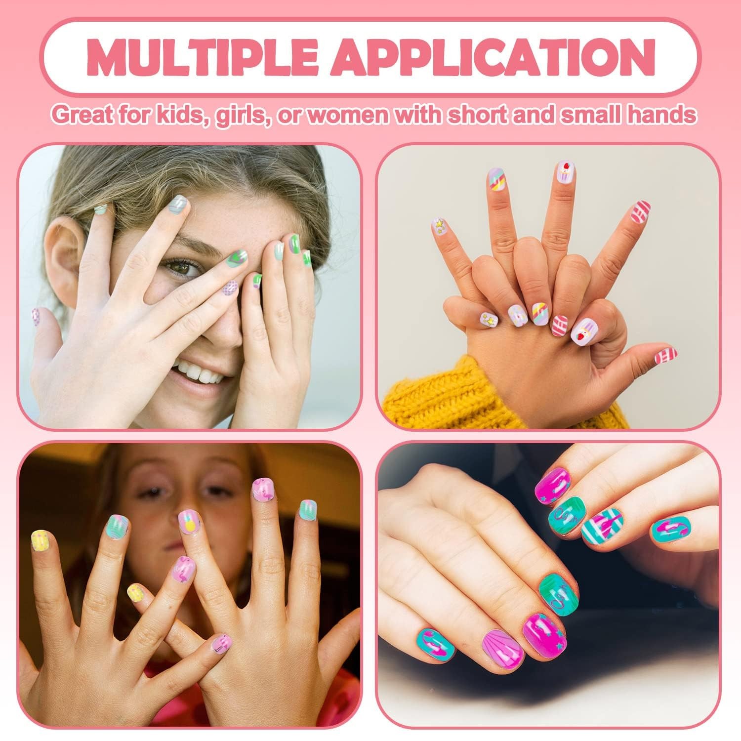 144 Pieces Press On Nails for Kids Children Fake Nails for Girls Artificial K…