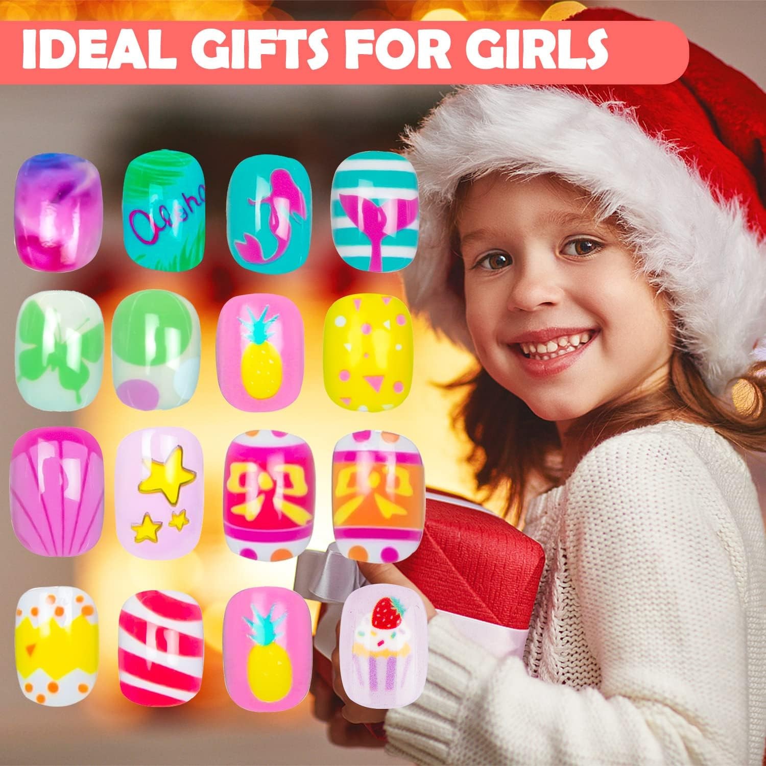 144 Pieces Press On Nails for Kids Children Fake Nails for Girls Artificial K…