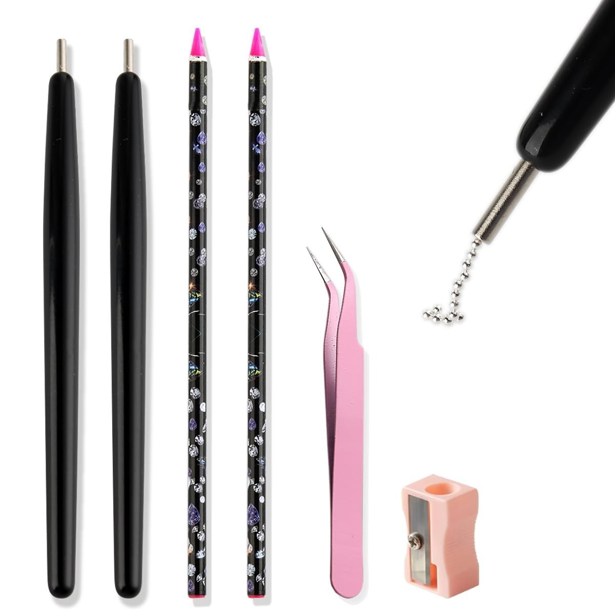 Caviar Nail Beads Applicator Pen Set, 2PCS Magnetic Tool with Tweezers