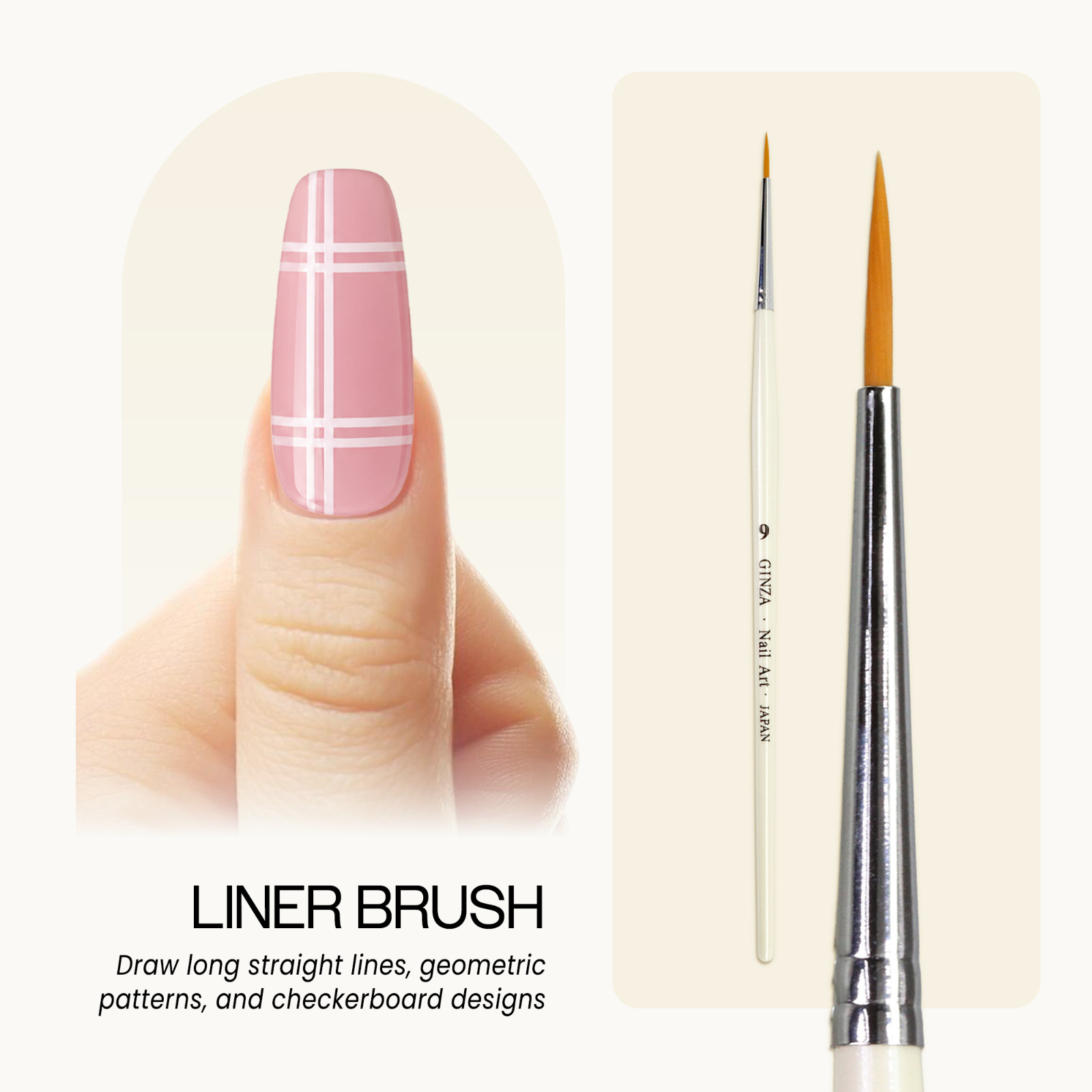 Ginza Japan Professional Drawing Nail Art Liner Brush with White Wooden Handle