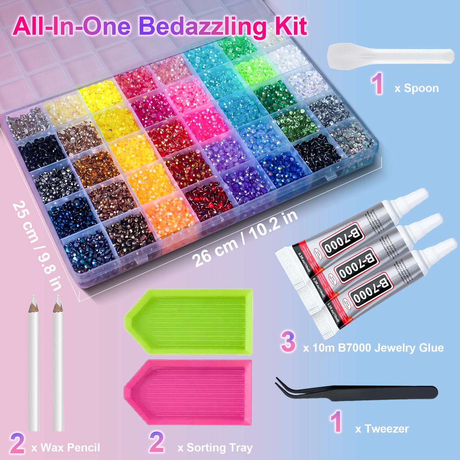 40000Pcs Jelly Rhinestones Bedazzling Kit, 40 Colors 3mm Multicolor Resin Fla…