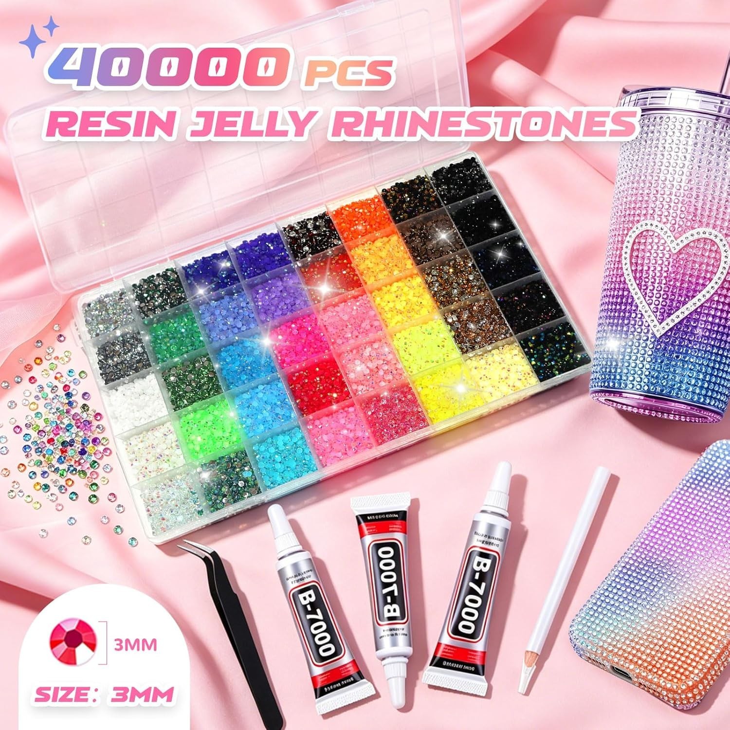 Bedazzling Kit 40 Colors Bedazzler Kit with Rhinestones Resin Jelly Rhines