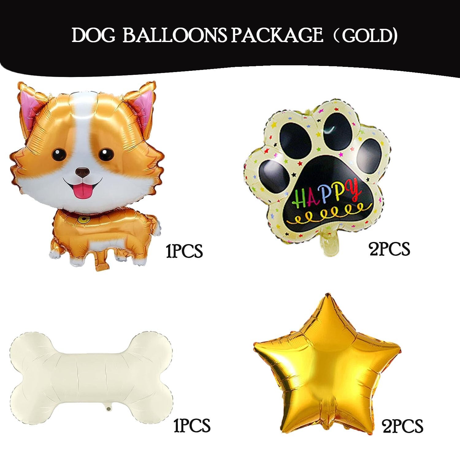 6pcs Cute Husky Dog Balloons, Dog Bone Paw Print Mylar Foil Balloon for Husky…