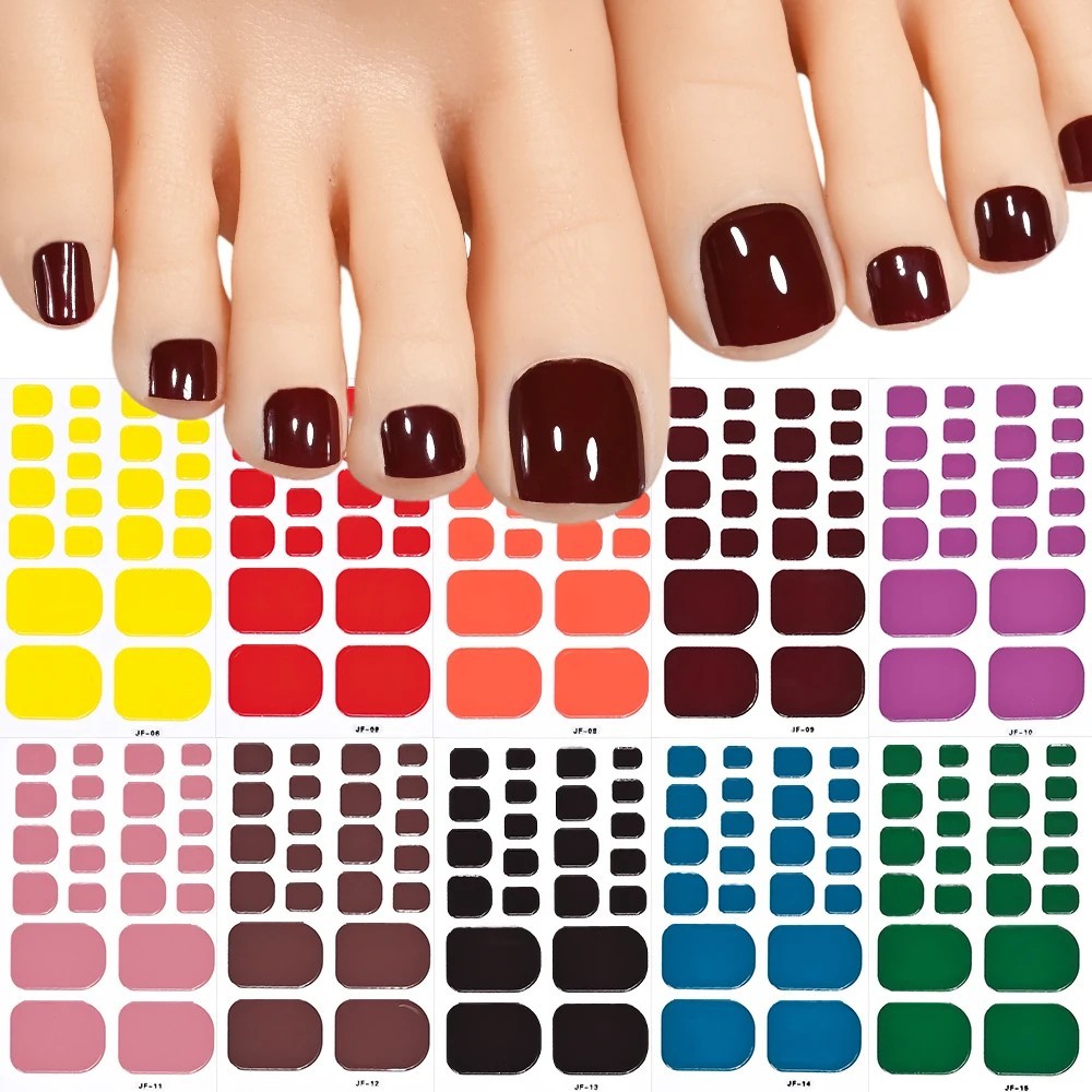 Full Size Nail Wraps Stickers Polish Toe Manicure Art Self Stick Decor 3D Decals