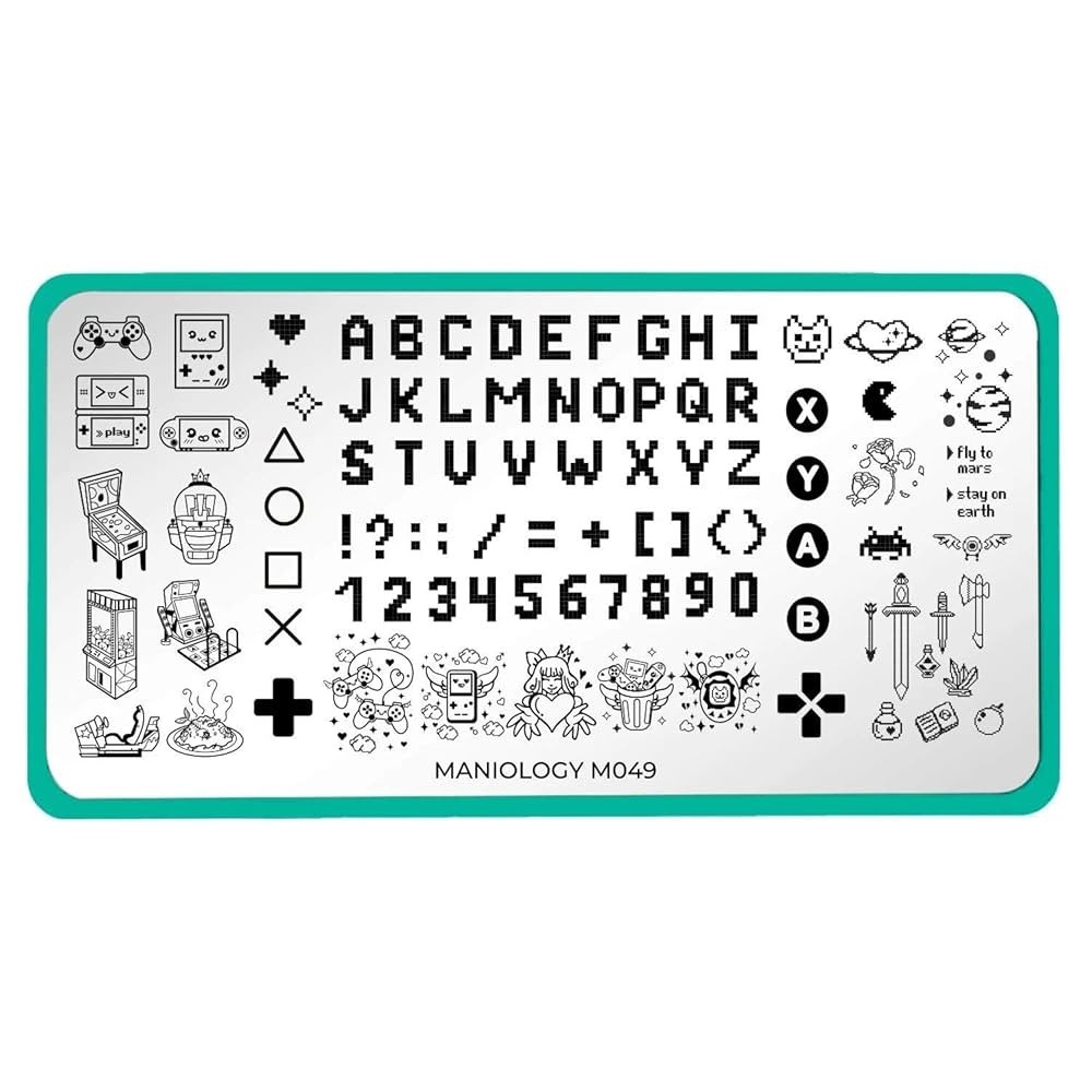 🎮🕹Maniology M049 HIGH SCORE VIDEO GAME Chic Geek Nail Stamping Plate HTF Rare