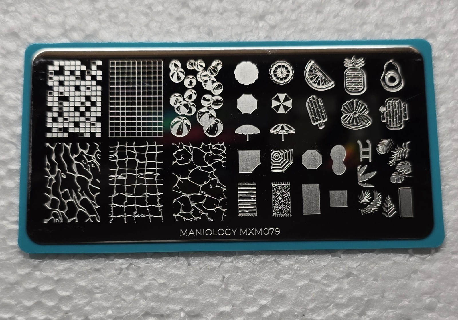 Pool Party Lap Life Maniology MXM079 Nail Stamp Plate Summer Swim Water Umbrella