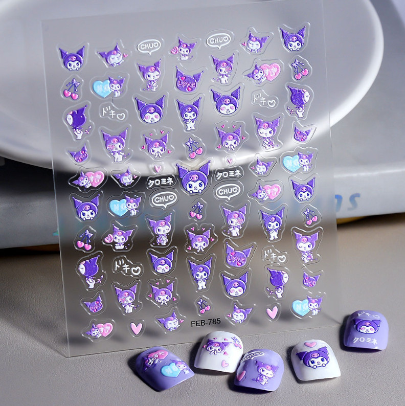 NAIL ART Character 5D Nail Sanrio KUROMI Nail Stickers Decoration FEB785 NS54