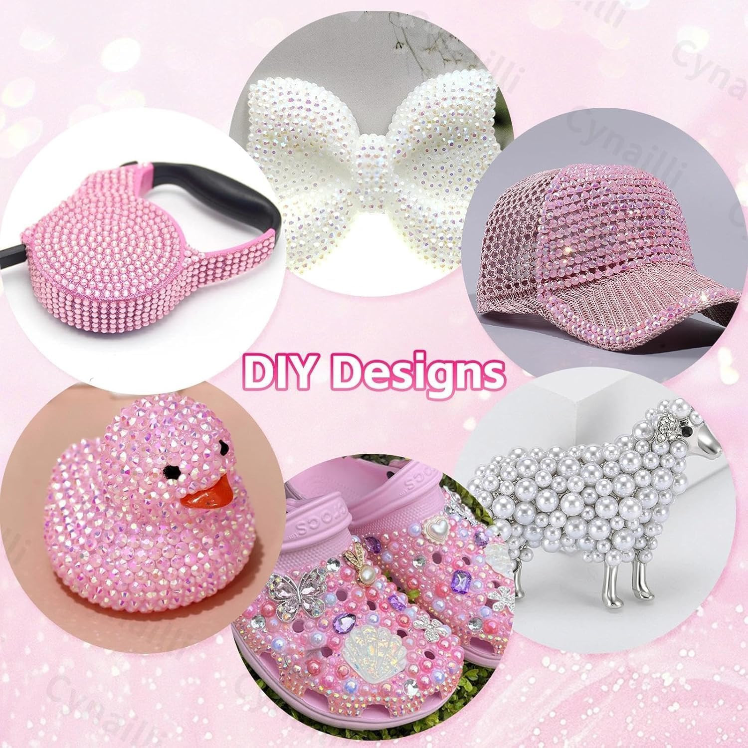 Flatback Pearls for Crafting, 60G Mixed Pink White Nail Half Pearls and Gems, 3/