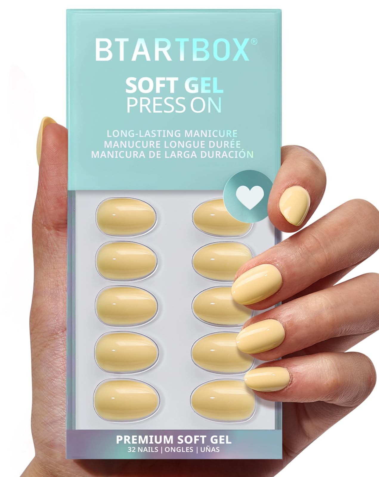 Extra Short On Nails Weekend Ease, EasytoApply Pastel Yellow Almond On Nails…