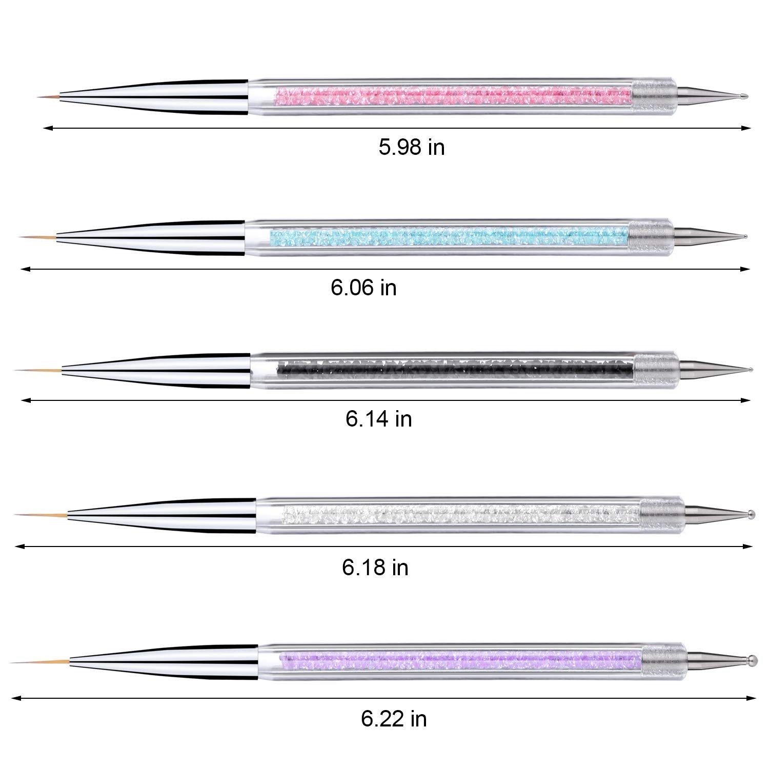 5x Pinceles para Uñas de Diferentes Tamaños, Pluma Del Dibujo Del Arte Del Clavo