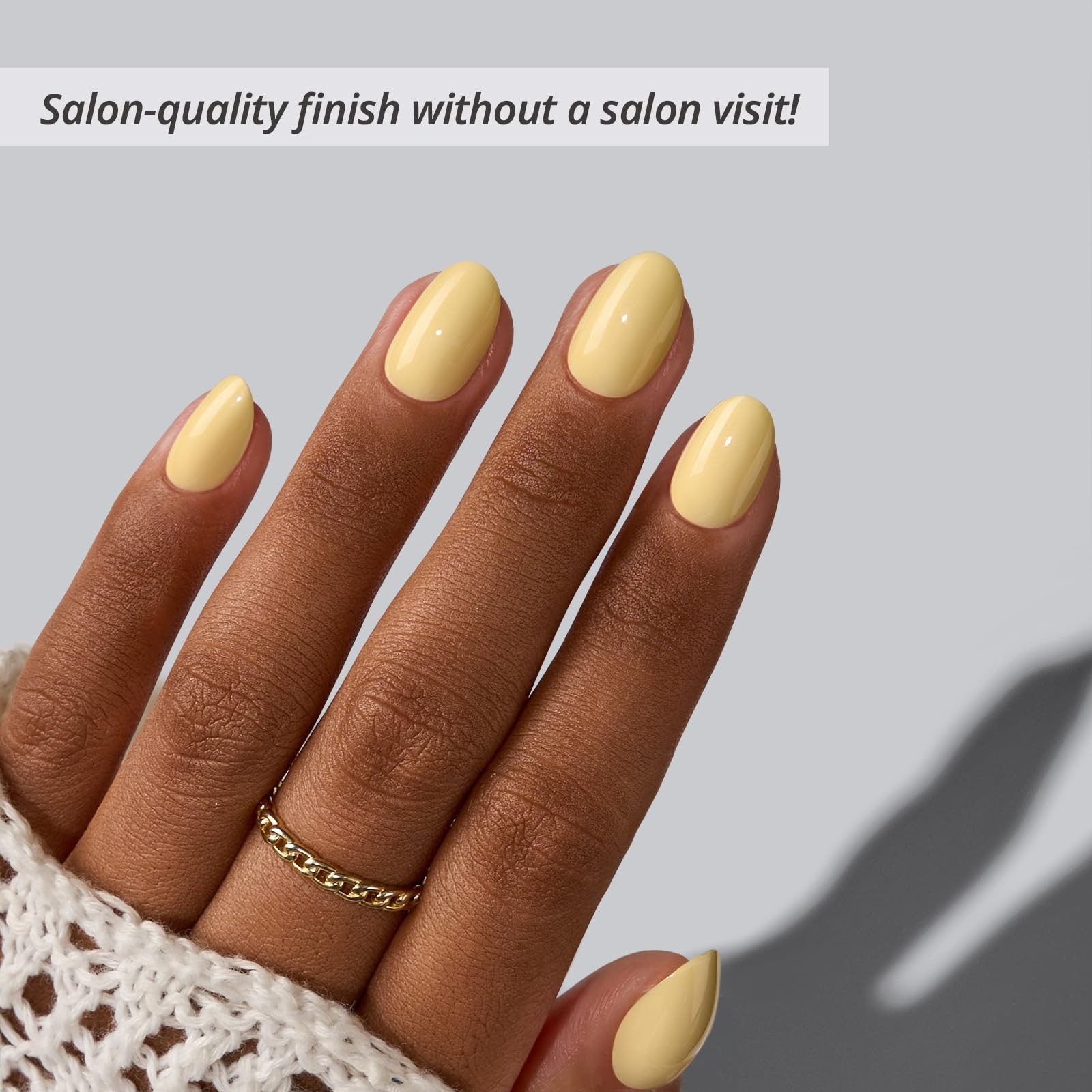Extra Short On Nails Weekend Ease, EasytoApply Pastel Yellow Almond On Nails…