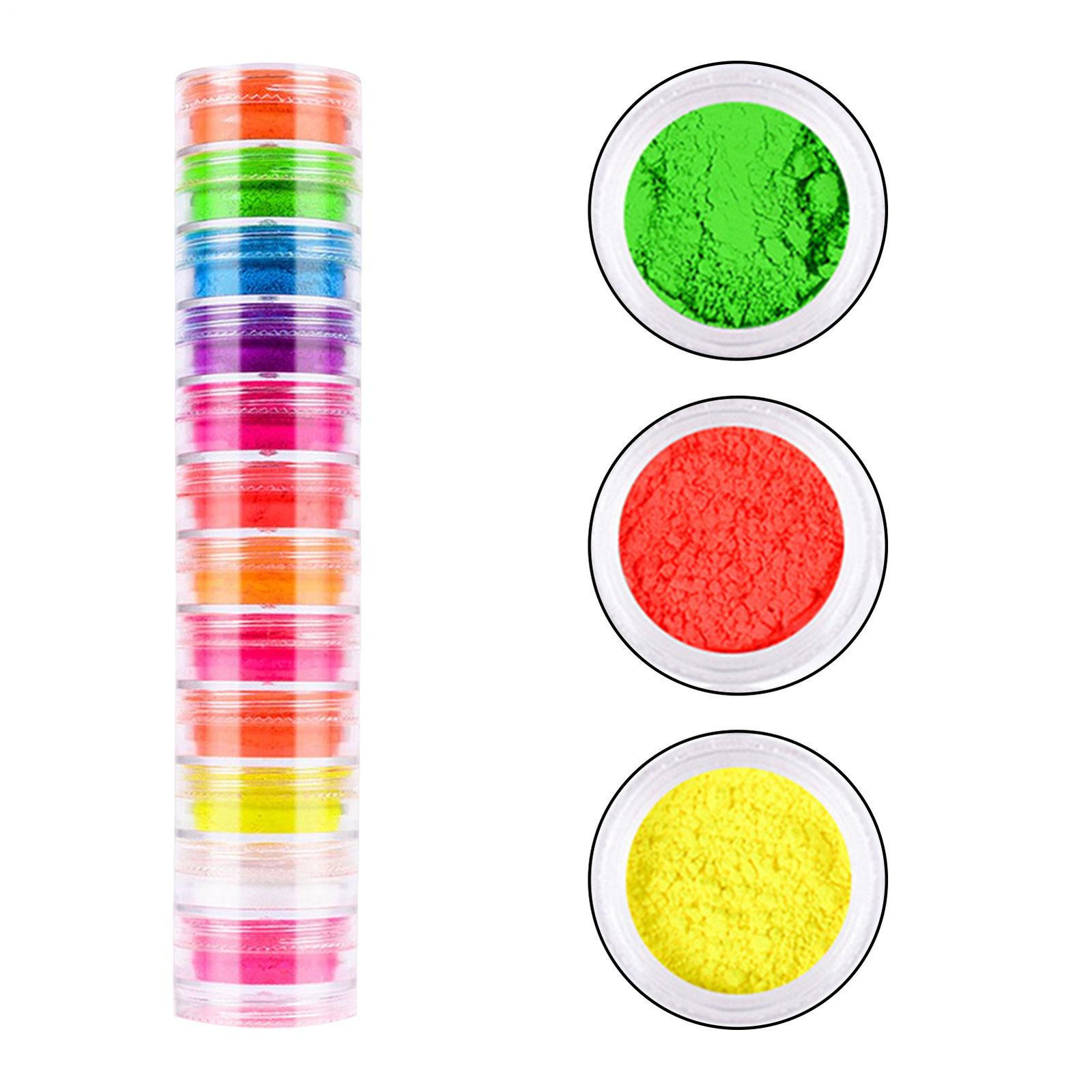 12 Colors Neon Pigment Nails Powder Dust Ombre Phosphor Fluorescent Glow Daily