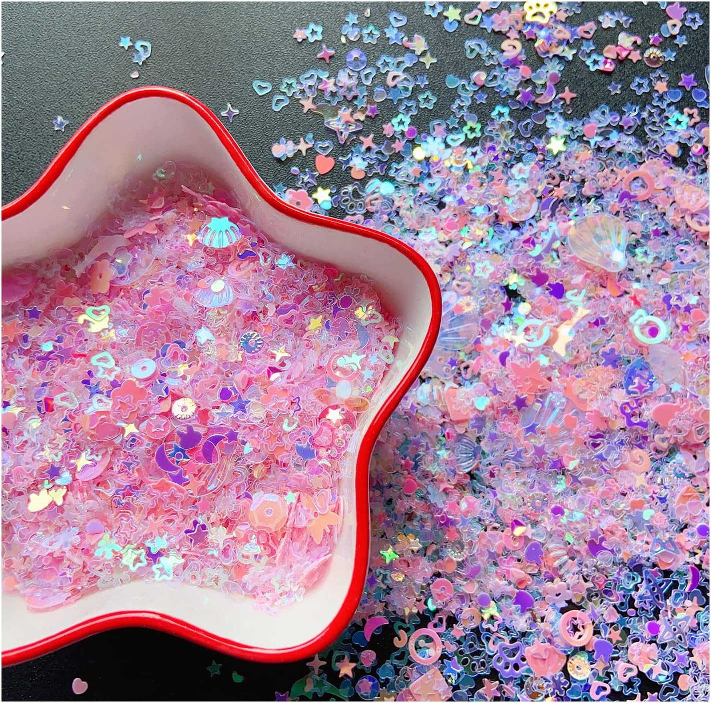 Heart Star Butterfly Craft Sequins Holographic Nail Glitte Confetti Shell Snowfl