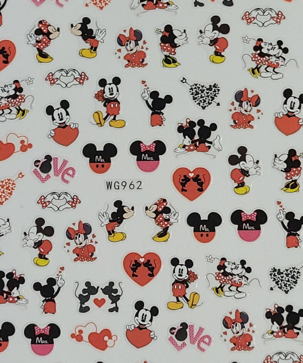 Mickey Mouse Disney Hearts Nail Art Stickers