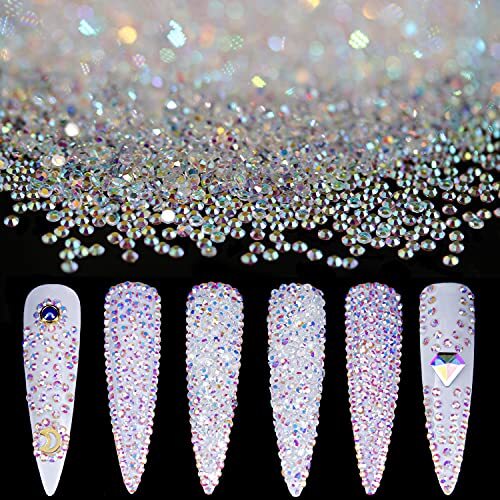 Tiny Nail Rhinestones 5000PCs Mini Pixie AB Glass Crystals for Nail Art 1.7mm