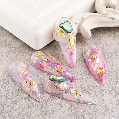 Gold Metal Nail Studs, 3D Mix Gold Geometry Nail Art Glitter Flakes