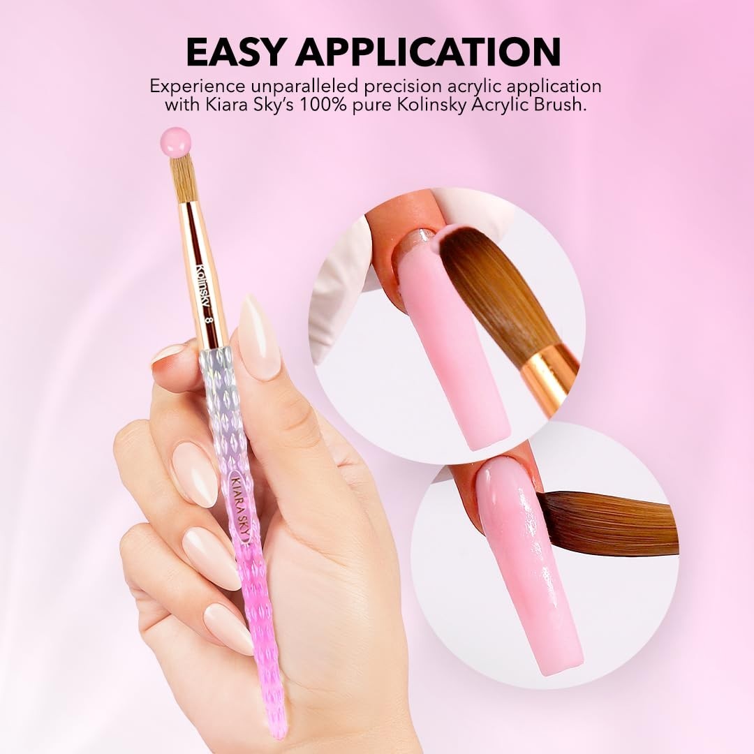 New Kolinsky Acrylic Nail Brush #12 Pure Sable Hair Pink Handle