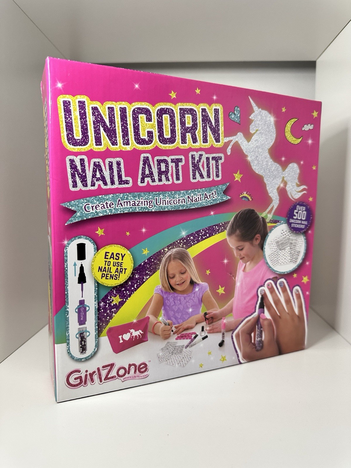 GirlZone Unicorn Nail Art Kit Stickers Pens Gems Gift Set Girls