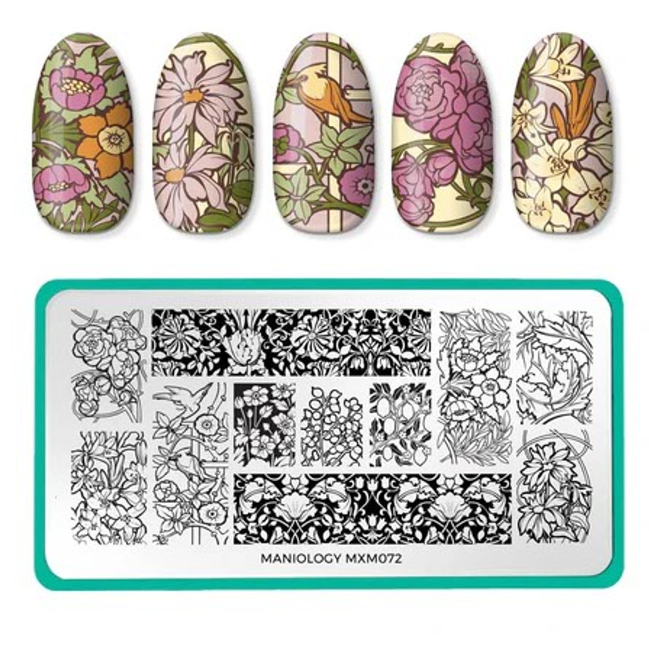 Maniology Mani X Me Nail Stamping Plates Set MXM071 MXM072 Art Floral Muse New