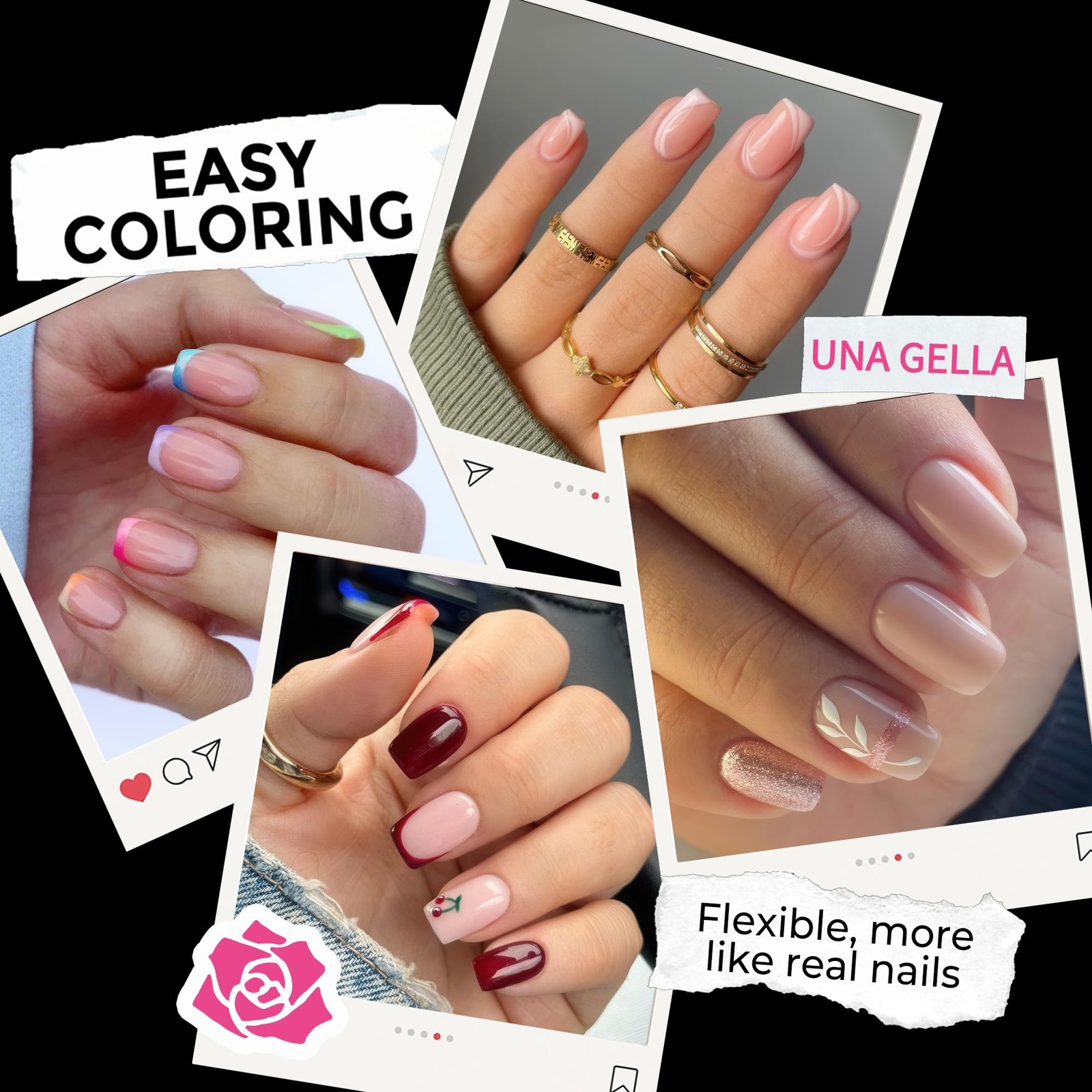 UNA GELLA Short Square Gel Nail Tips 216pcs 216 Piece Assortment, Clear