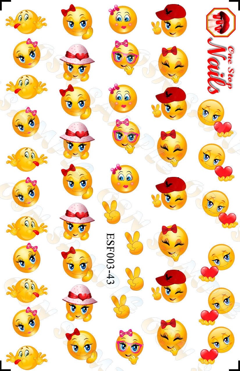 43 EMOJI & Smiley Faces Nail Art Waterslide Decals. TOP Quality, FAST SHIPPING!